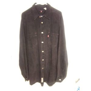 Vintage Levi's Red Tag Black Denim Button Up Long Sleeve Shirt Size XL